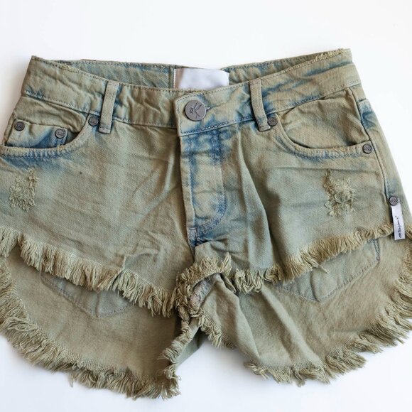 NEW - Khaki Haze Bonita Low Waist Denim Shorts - One Teaspoon - Picture 5 of 5
